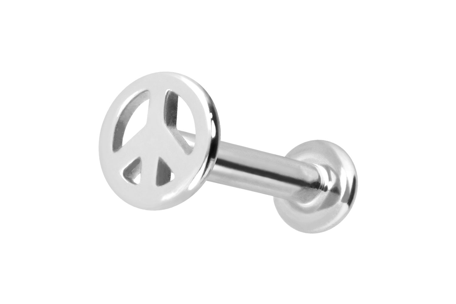 14 Karat Gold Labret Piercing mit Push Fit PEACE-ZEICHEN